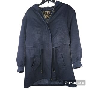 Vintage Women's Fleet Street Coat Size Medium Draw String Waist Blue